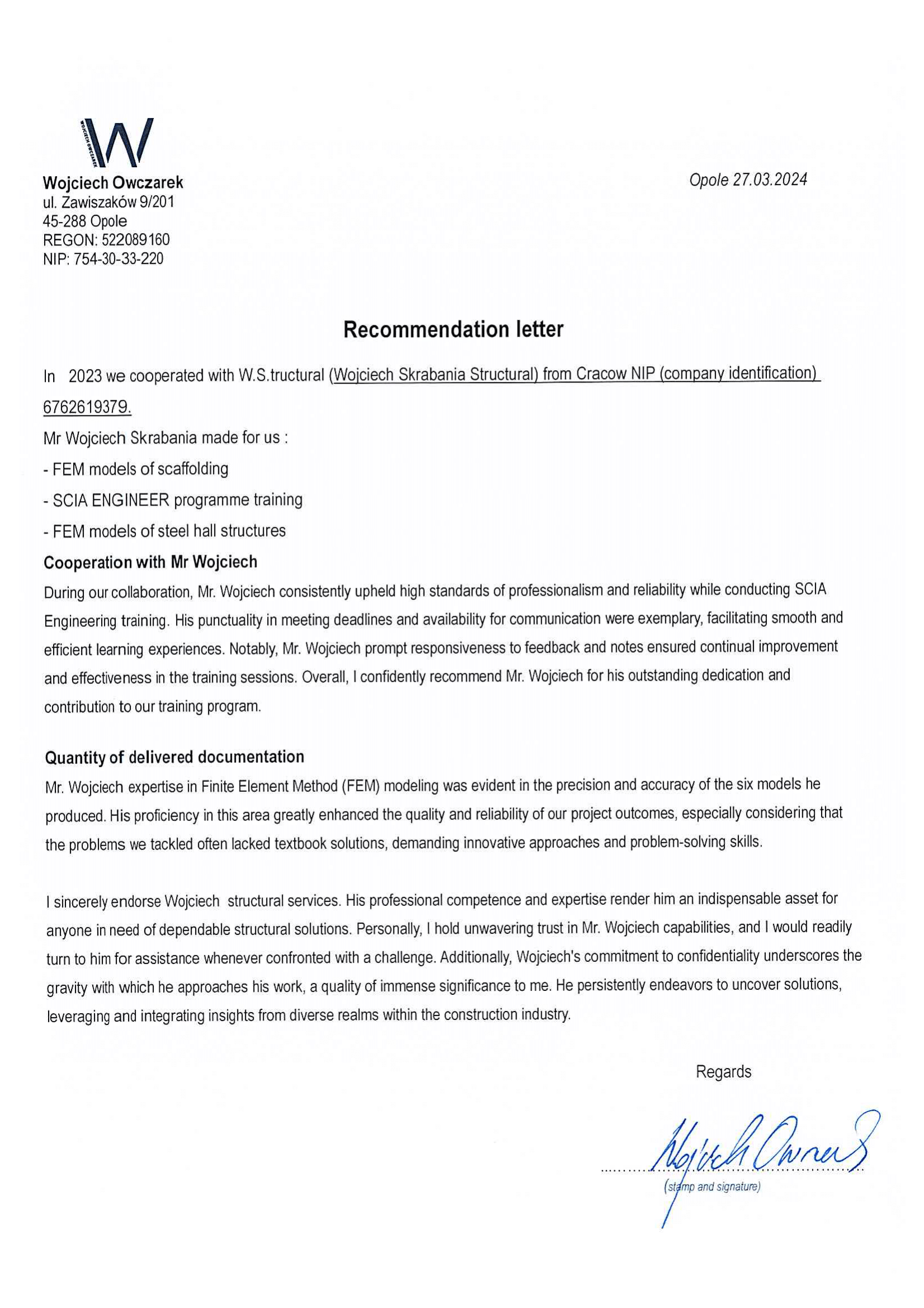 recommendation letter